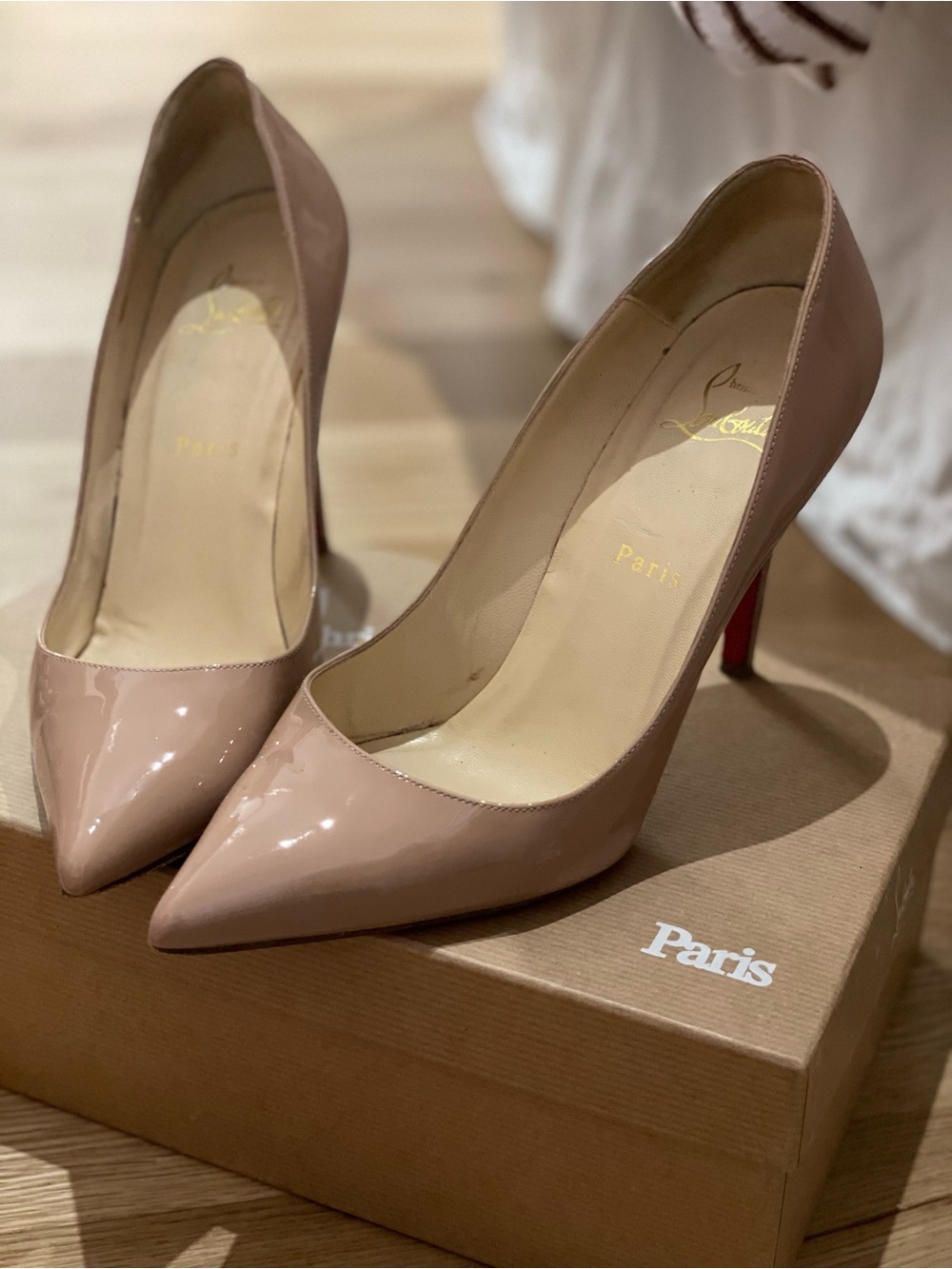 Christian Louboutin Blush Patent Leather Pointed-Toe Pumps
